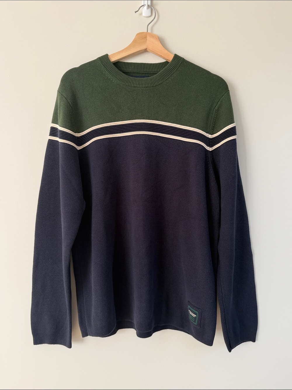 Vintage Abercrombie & Fitch Green, Navy & Cream Crewneck Sweater